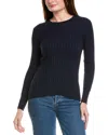 Hannah Rose Shrunken Crewneck Cashmere-blend Sweater In Blue