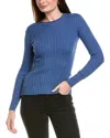 Hannah Rose Picot Stitch Shaker Crewneck Cashmere-blend Sweater In Blue