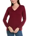 Hannah Rose Rib Crewneck Cashmere-blend Sweater In Burgundy