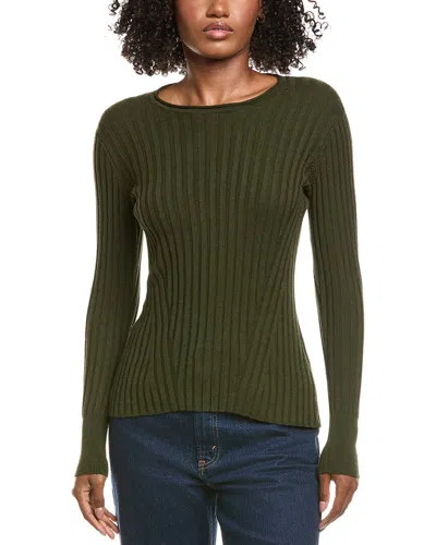 Hannah Rose Rib Crewneck Cashmere-blend Sweater In Gray