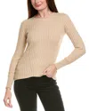 Hannah Rose Rib Crewneck Cashmere-blend Sweater In Neutral