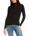 Hannah Rose Rib Turtleneck Cashmere-blend Sweater In Black