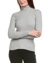 Hannah Rose Rib Turtleneck Cashmere-blend Sweater In Gray