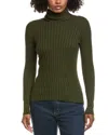 Hannah Rose Rib Turtleneck Cashmere-blend Sweater In Gray