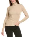 Hannah Rose Rib Turtleneck Cashmere-blend Sweater In Neutral