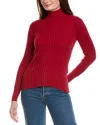 Hannah Rose Rib Turtleneck Cashmere-blend Sweater In Red
