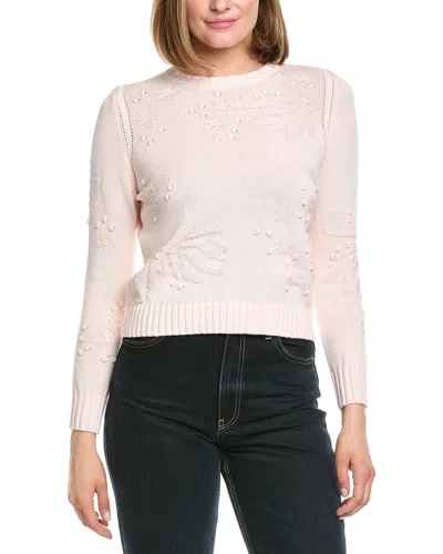 Hannah Rose Rosalind Flower & Bobble Cashmere-blend Sweater In Pink