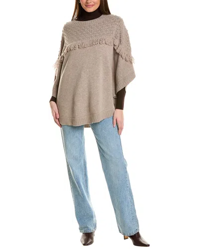 Hannah Rose Rosebud Stitch Wool Poncho In White