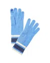 Hannah Rose Rugby Stripe Cashmere Gloves In Blue