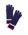 Hannah Rose Rugby Stripe Cashmere Gloves In Blue