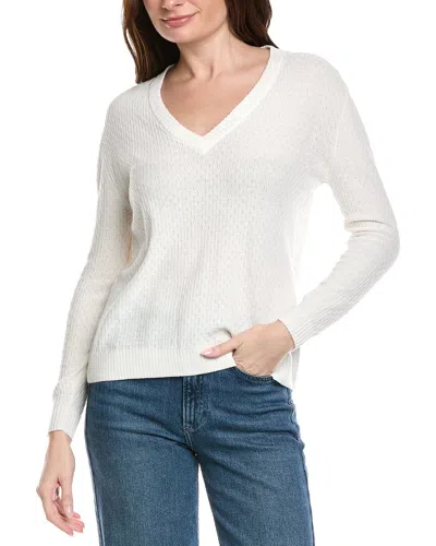 Hannah Rose Savannah Texture Linen-blend Sweater In White
