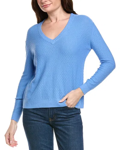 Hannah Rose Savannah Texture Linen-blend Sweater In Blue