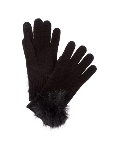 Hannah Rose Scallop Cashmere Gloves In Black