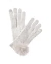 Hannah Rose Scallop Cashmere Gloves In White
