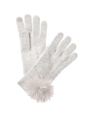 Hannah Rose Scallop Cashmere Gloves In Grey