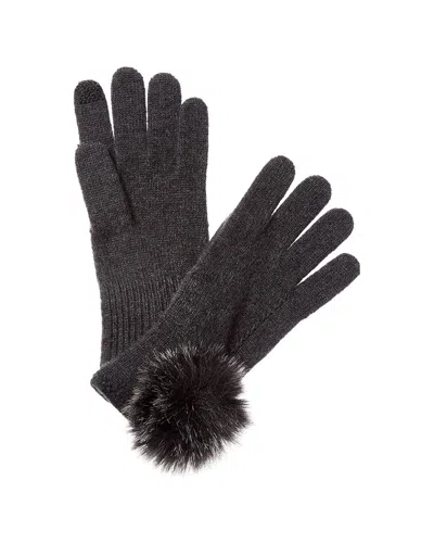 Hannah Rose Scallop Cashmere Gloves In Grey