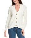Hannah Rose Shaker Button Cashmere-blend Cardigan In White