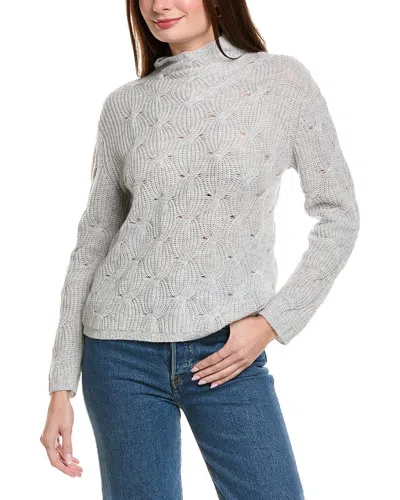 Hannah Rose Shaker Cable Funnel Neck Wool & Cashmere-blend Sweater In Gray