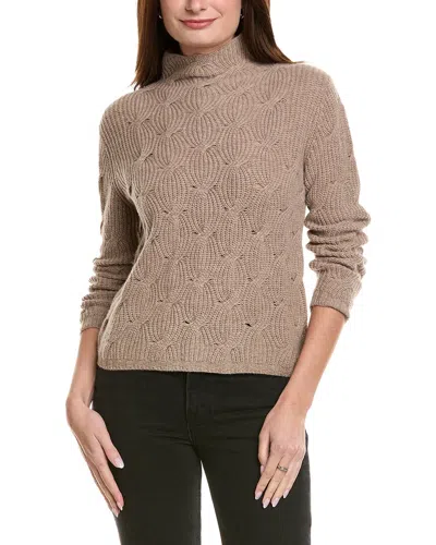 Hannah Rose Shaker Cable Funnel Neck Wool & Cashmere-blend Sweater In Gray