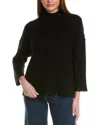 Hannah Rose Shaker Cable Turtleneck Wool & Cashmere-blend Sweater In Black