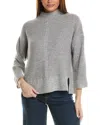 Hannah Rose Shaker Cable Turtleneck Wool & Cashmere-blend Sweater In Grey