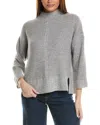 Hannah Rose Shaker Cable Turtleneck Wool & Cashmere-blend Sweater In Grey