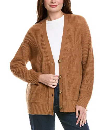 Hannah Rose Shaker Long Wool & Cashmere-blend Cardigan In Brown