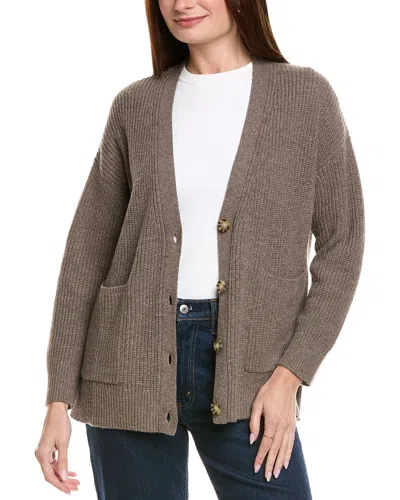 Hannah Rose Shaker Long Wool & Cashmere-blend Cardigan In Gray