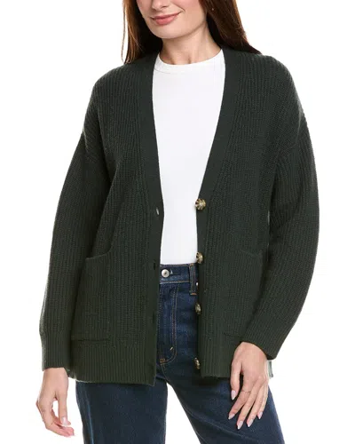 Hannah Rose Shaker Long Wool & Cashmere-blend Cardigan In Green