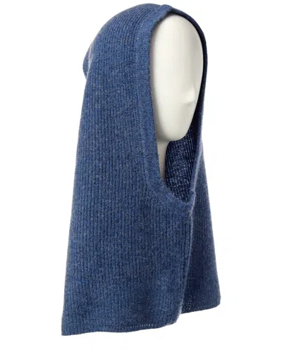 Hannah Rose Shaker Overlap Cashmere Balaclava In Blue