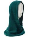 Hannah Rose Shaker Overlap Cashmere Balaclava In Green