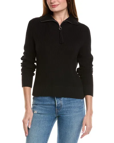 Hannah Rose Shaker Sailor Neck Cashmere-blend Pullover In Black