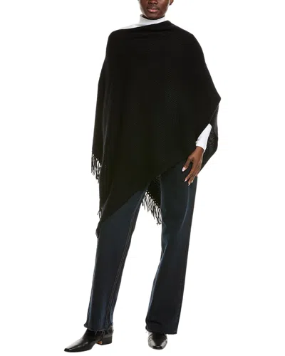 Hannah Rose Shaker Stitch Fringe Wool & Cashmere-blend Topper In Black