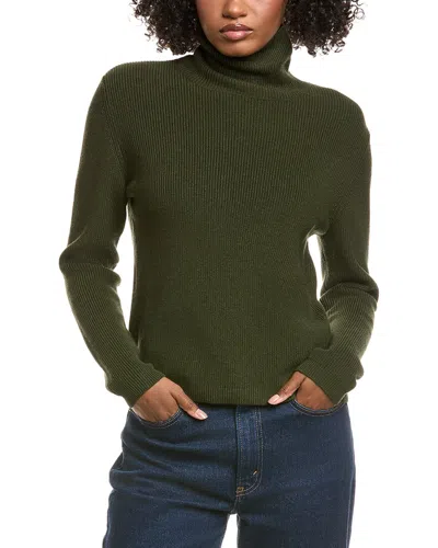 Hannah Rose Shaker Turtleneck Cashmere-blend Sweater In Green