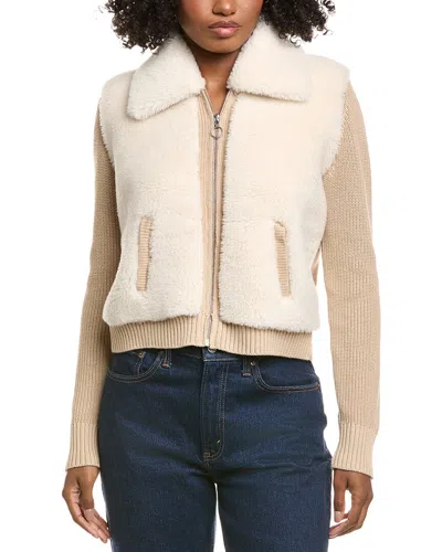 Hannah Rose Sherpa Full Zip Shaker Cashmere-blend Jacket In Brown