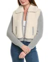 Hannah Rose Sherpa Full Zip Shaker Cashmere-blend Jacket In Gray