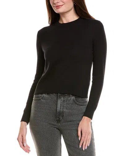 Hannah Rose Shrunken Crewneck Cashmere-blend Sweater In Black