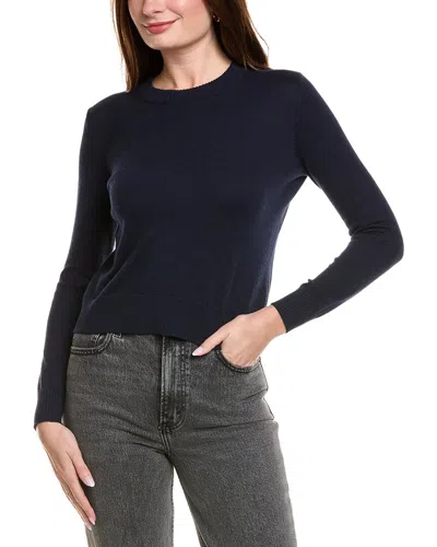 Hannah Rose Shrunken Crewneck Cashmere-blend Sweater In Blue