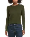 Hannah Rose Shrunken Crewneck Cashmere-blend Sweater In Green