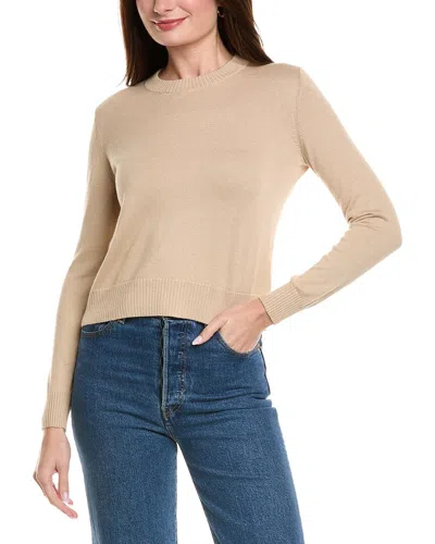 Hannah Rose Shrunken Crewneck Cashmere-blend Sweater In Neutral