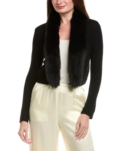 Hannah Rose Shrunken Wool & Cashmere-blend Cardigan In Black