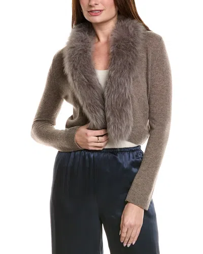 Hannah Rose Shrunken Wool & Cashmere-blend Cardigan In Brown