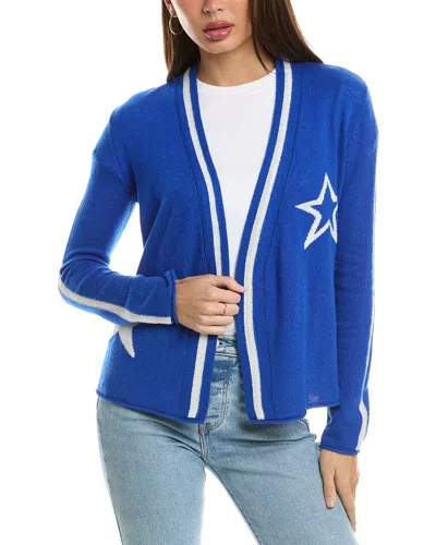 Hannah Rose Star Intarsia Wool & Cashmere-blend Cardigan In Blue