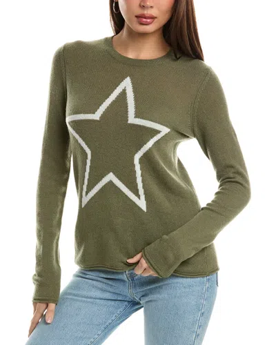 Hannah Rose Star Intarsia Wool & Cashmere-blend Sweater In Green