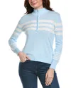 Hannah Rose Stripe 1/2-zip Cashmere-blend Pullover In Blue