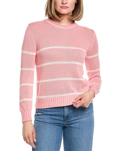 Hannah Rose Stripe Cashmere-blend Sweater In Pink