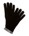 Hannah Rose Stripe Tipping Edge Ribbed Cashmere Gloves In Black