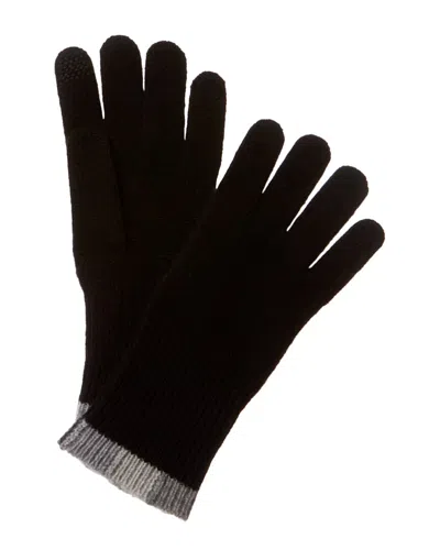 HANNAH ROSE HANNAH ROSE STRIPE TIPPING EDGE RIBBED CASHMERE GLOVES