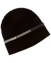 Hannah Rose Stripe Tipping Edge Ribbed Cashmere Hat In Black