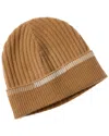 Hannah Rose Stripe Tipping Edge Ribbed Cashmere Hat In Brown